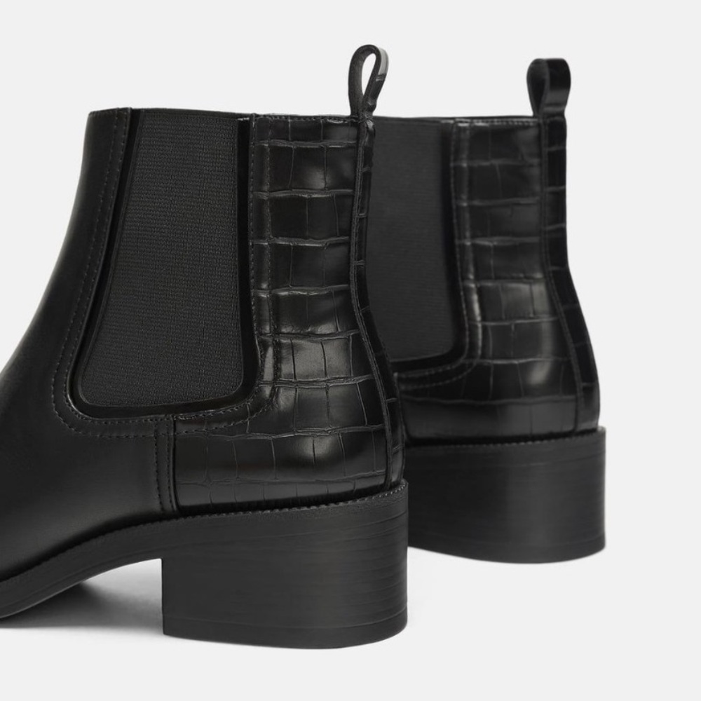 Perfect Zara Black Genuine Soft Leather Chelsea Boot Bootie 39/8.0